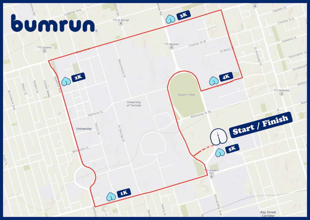 Run route around St. George campus