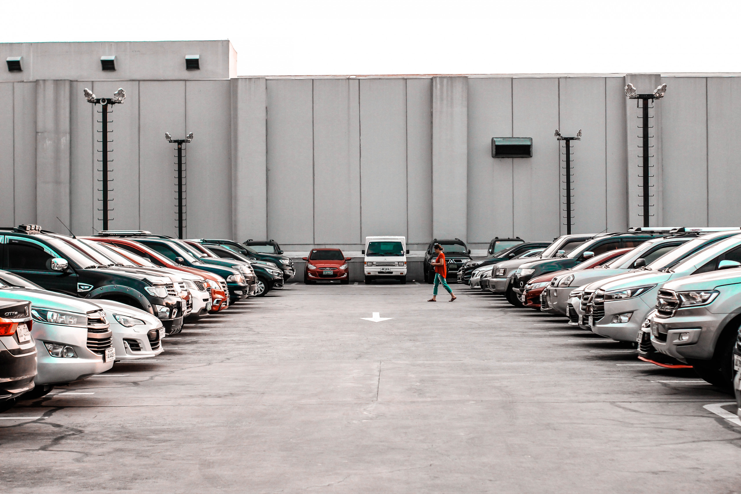 Full parking lot of cars
